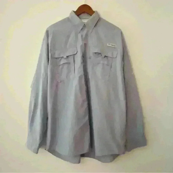 Columbia PFG Men’s Fishing Button Down Shirt With Omni-Shade Blue Size Medium - Picture 4 of 10